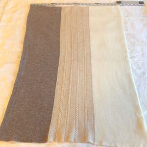 SCARF . Soft 3 colors - light lavender, tan, cream w imperfections 75" L X 24" W